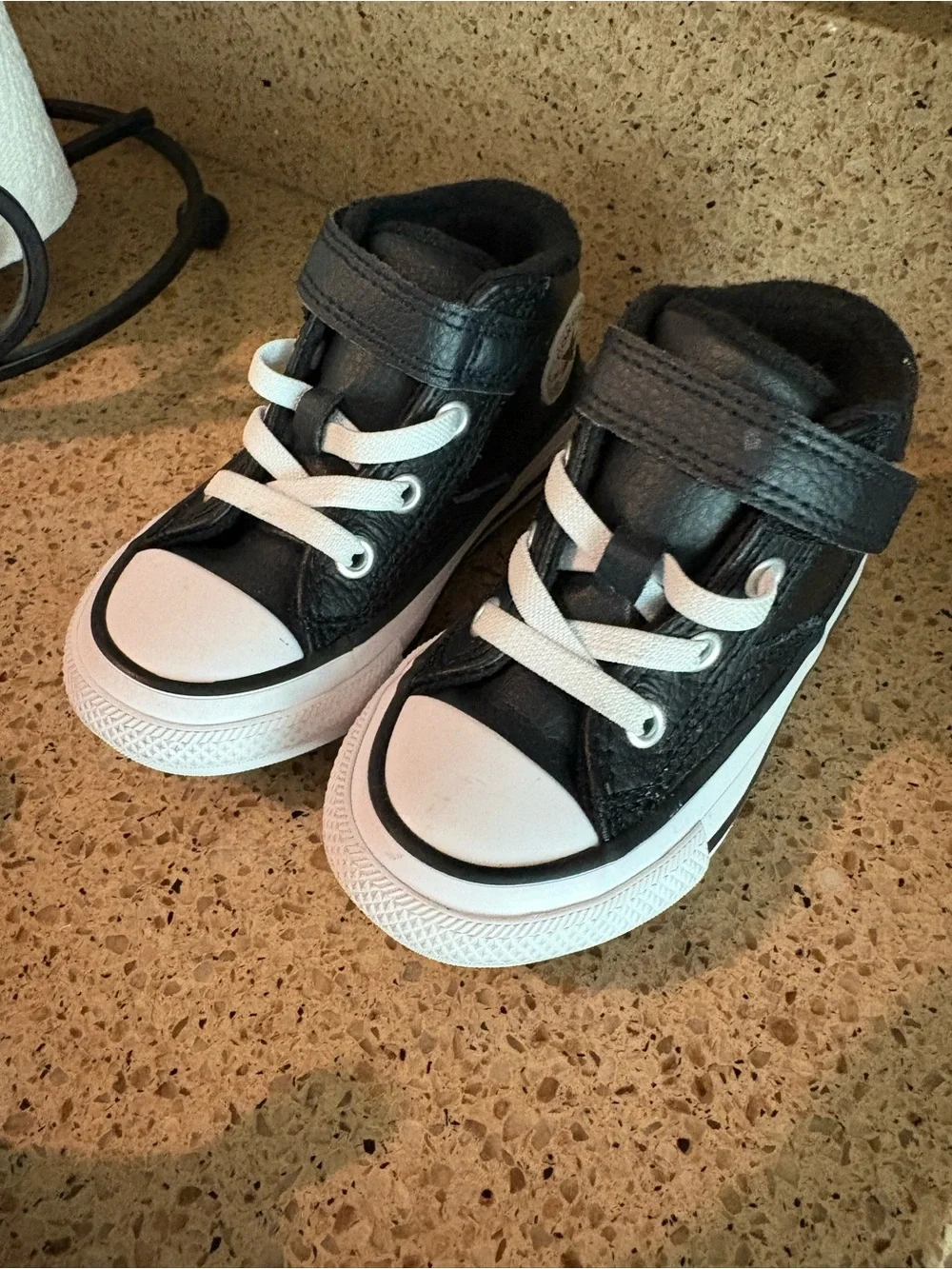 Converse Kids Black and White High-Top Sneaker with Velcro